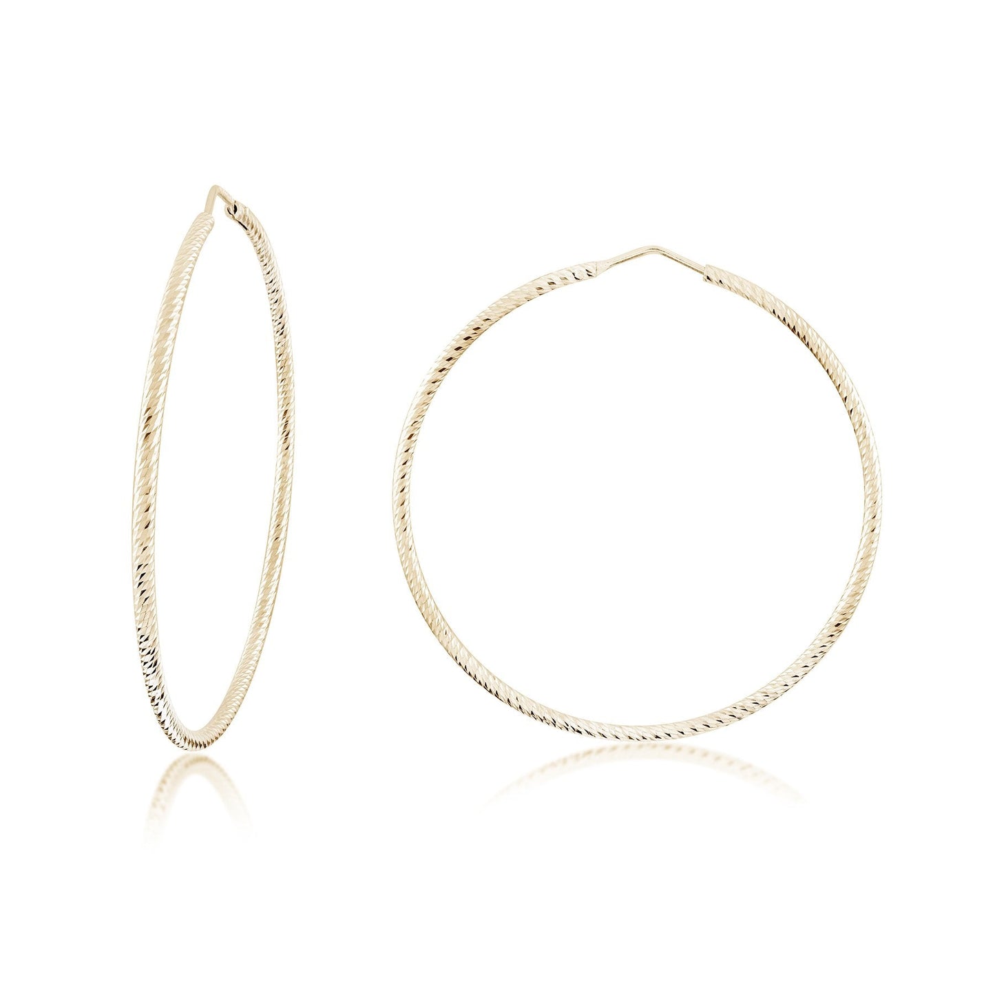 Large Diamond Cut Hoops in Yellow