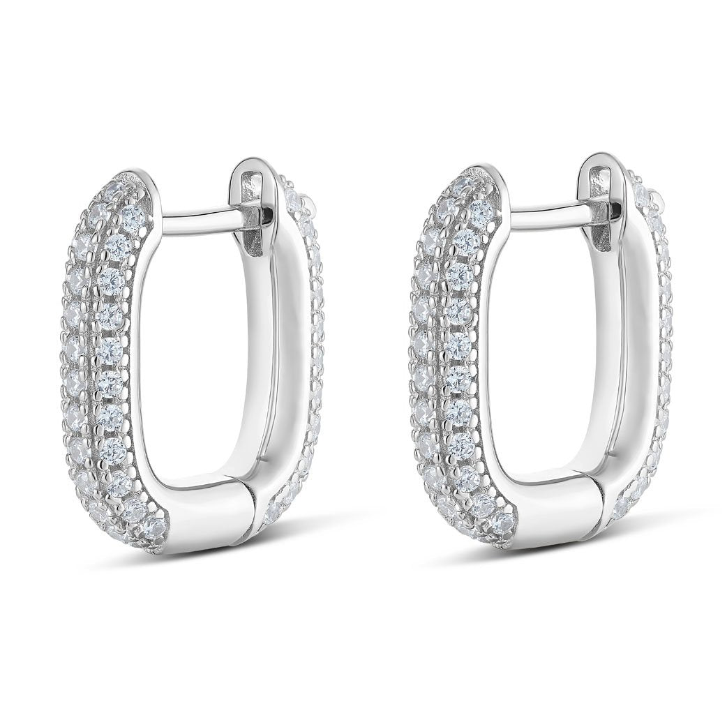 Be Square Pave Earrings in White