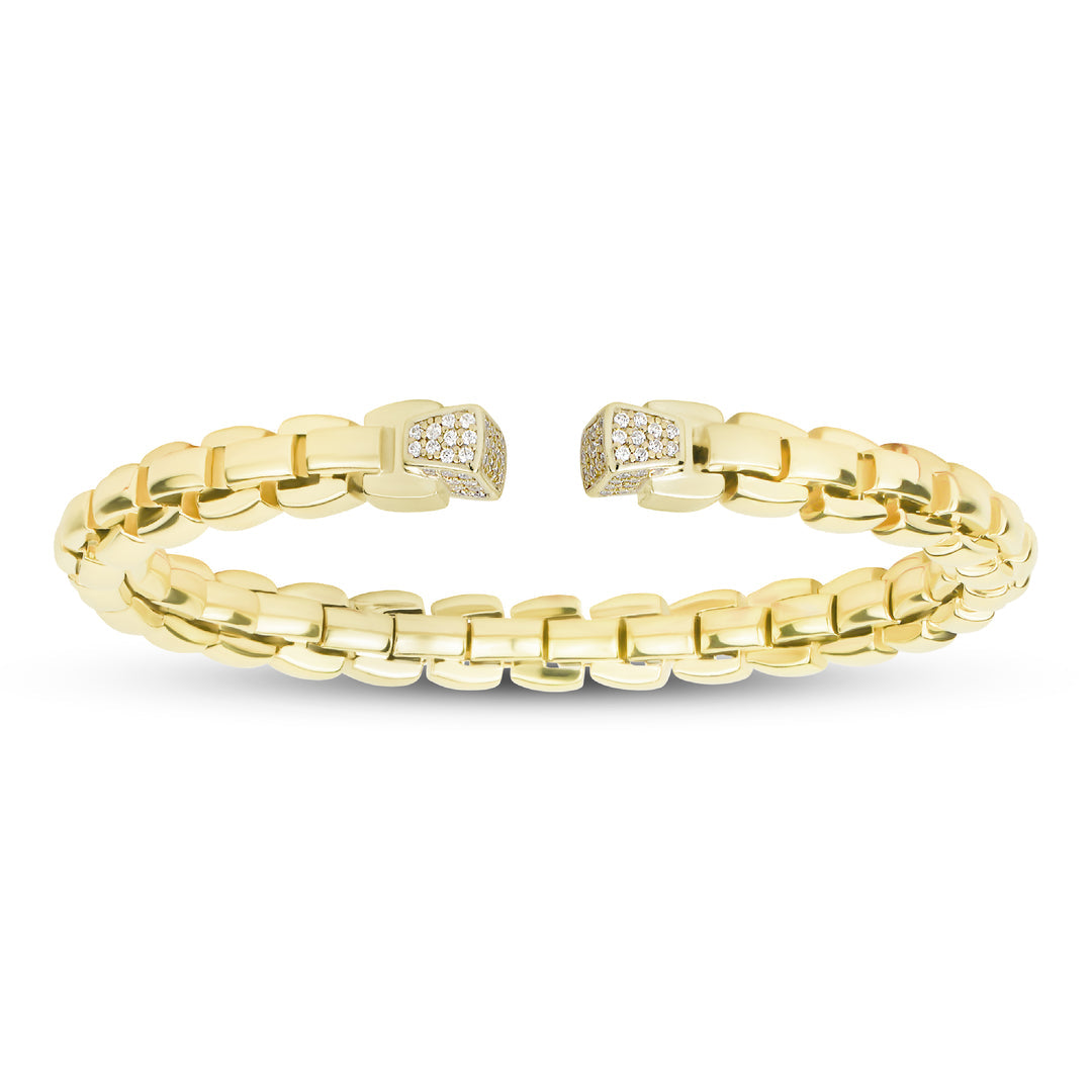 Slip-On Flex Square Link Bangle with Cubic Zirconias